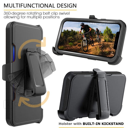 Rugged ShockProof Armor Hybrid Phone Case Cover Belt Clip Stand Screen Protector