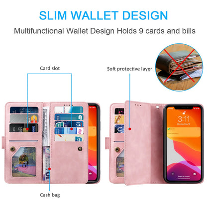 Zipper Leather Wallet Case For iPhone 16 15 17 Pro Max 14 13 12 11 Flip Cover