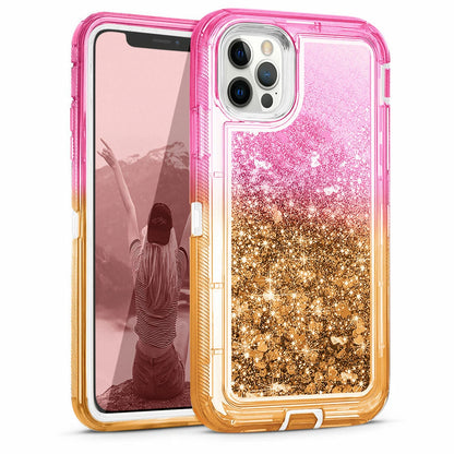Shockproof Case For iPhone 16 15 14 13 12 11 Pro Max Liquid Glitter Cover