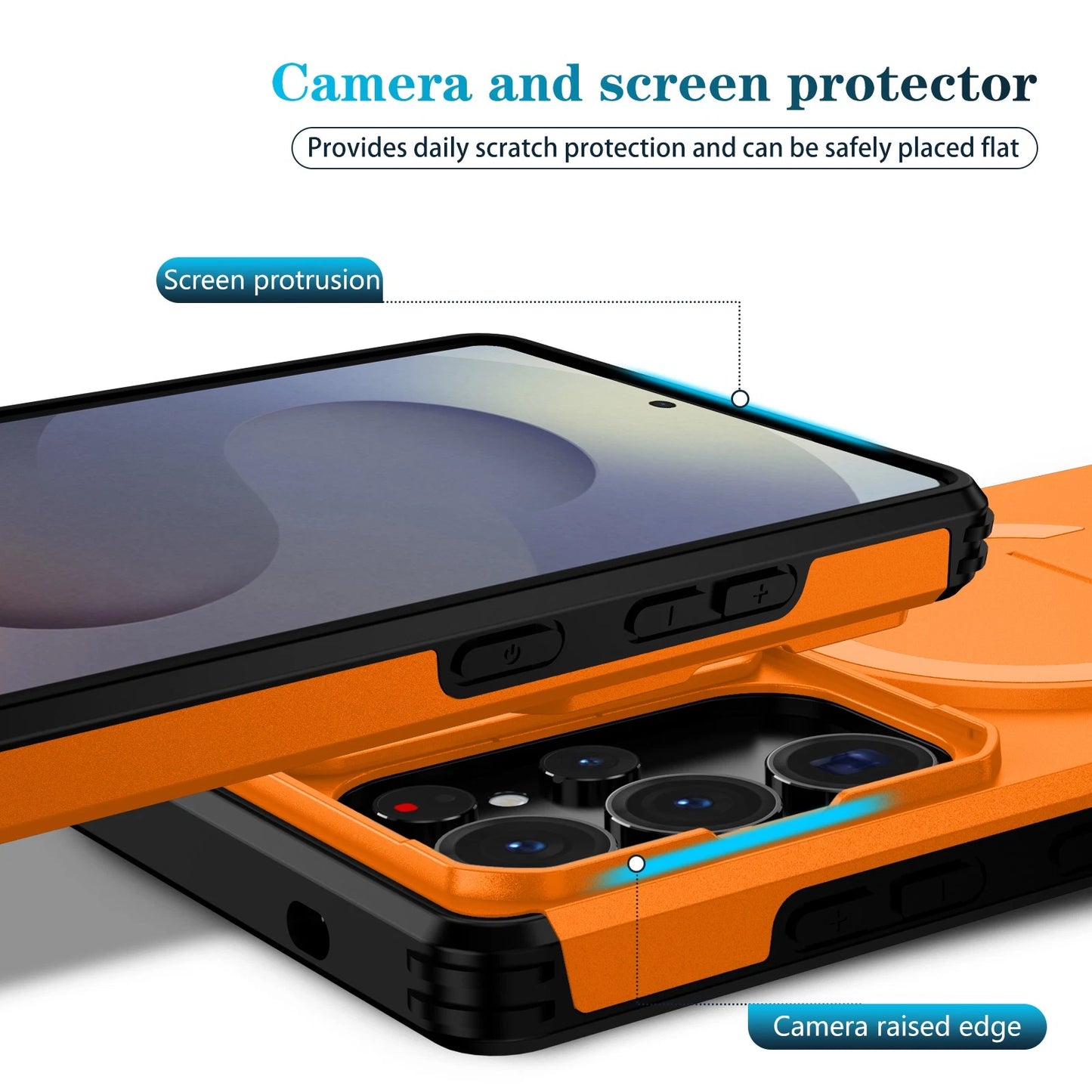 For Samsung Galaxy S25FE S24 S25 Ultra Shockproof Mag Safe Stand Slide Lens Case