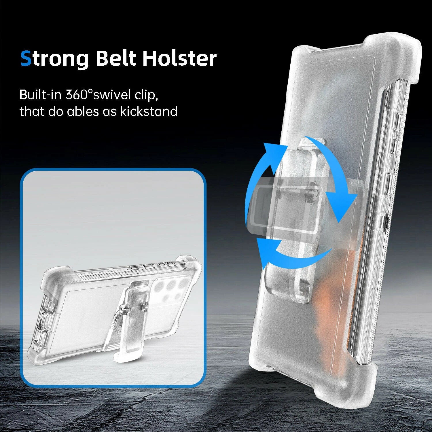 For Samsung Galaxy S25 S24 S23S22+ Ultra Shockproof Heavy Duty Clear Case + Clip