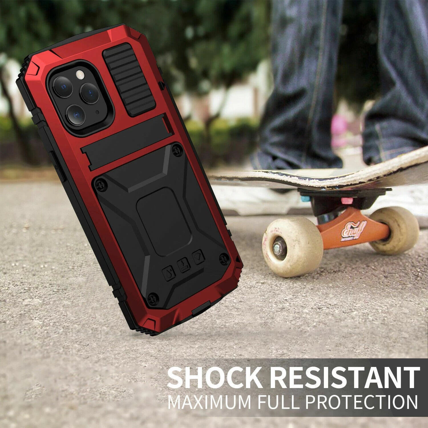 Heavy Duty Armor Metal Screen Glass Stand Case for iPhone 17 Pro Max 16 15 14 13