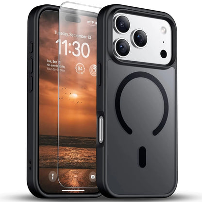 For iPhone 17 Pro Max Case 17 Pro 16 Phone Cover Shockproof Frost+Tempered Glass