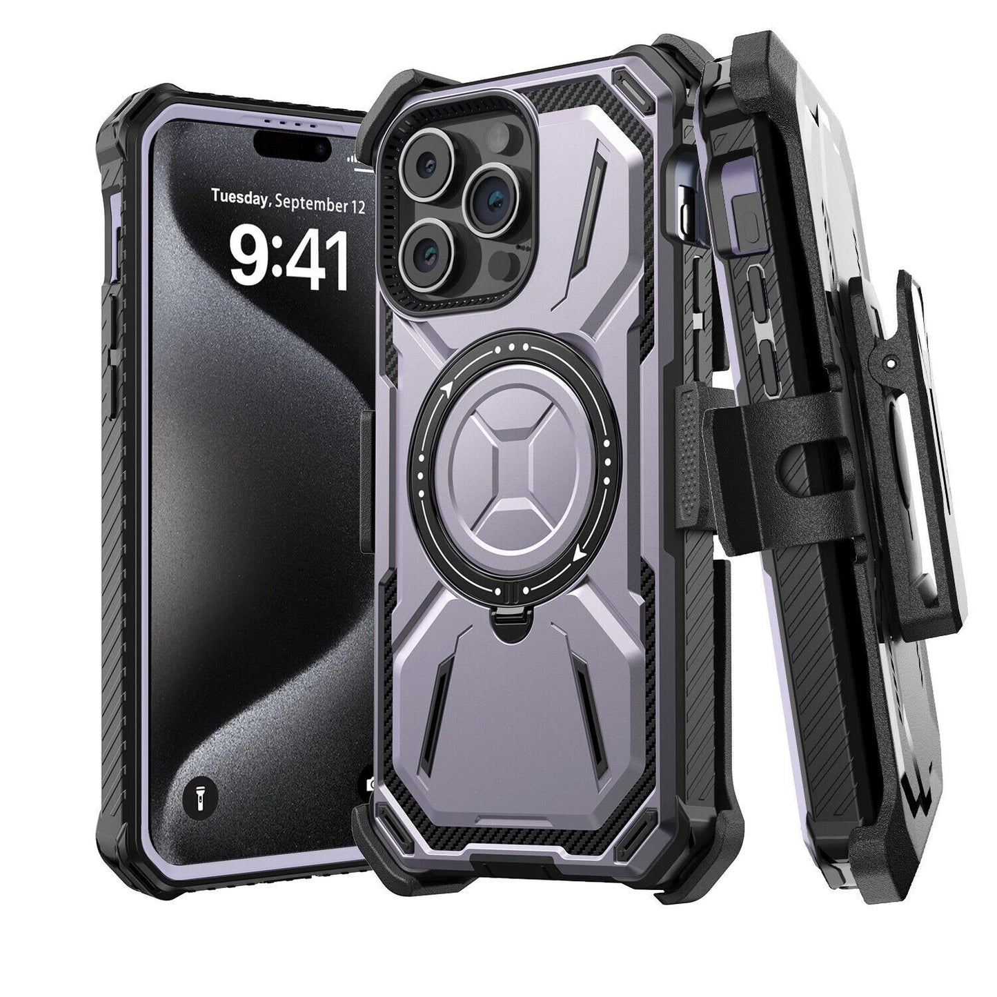 For iPhone 16 Pro Max 15 14 13 12 11 Heavy Duty Defender Case Belt Clip Holster