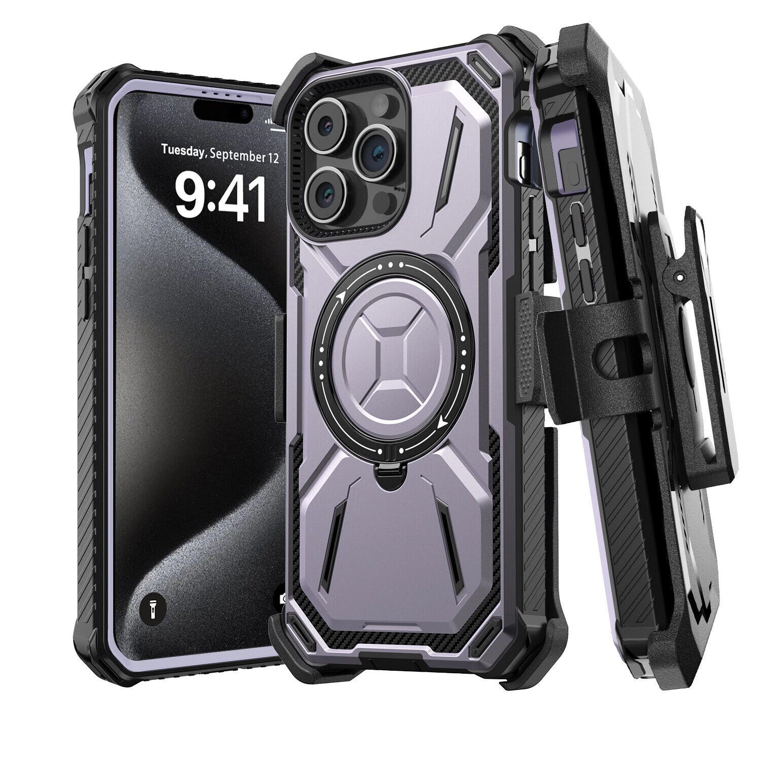 For iPhone 16 Pro Max 15 14 13 12 11 Heavy Duty Defender Case Belt Clip Holster