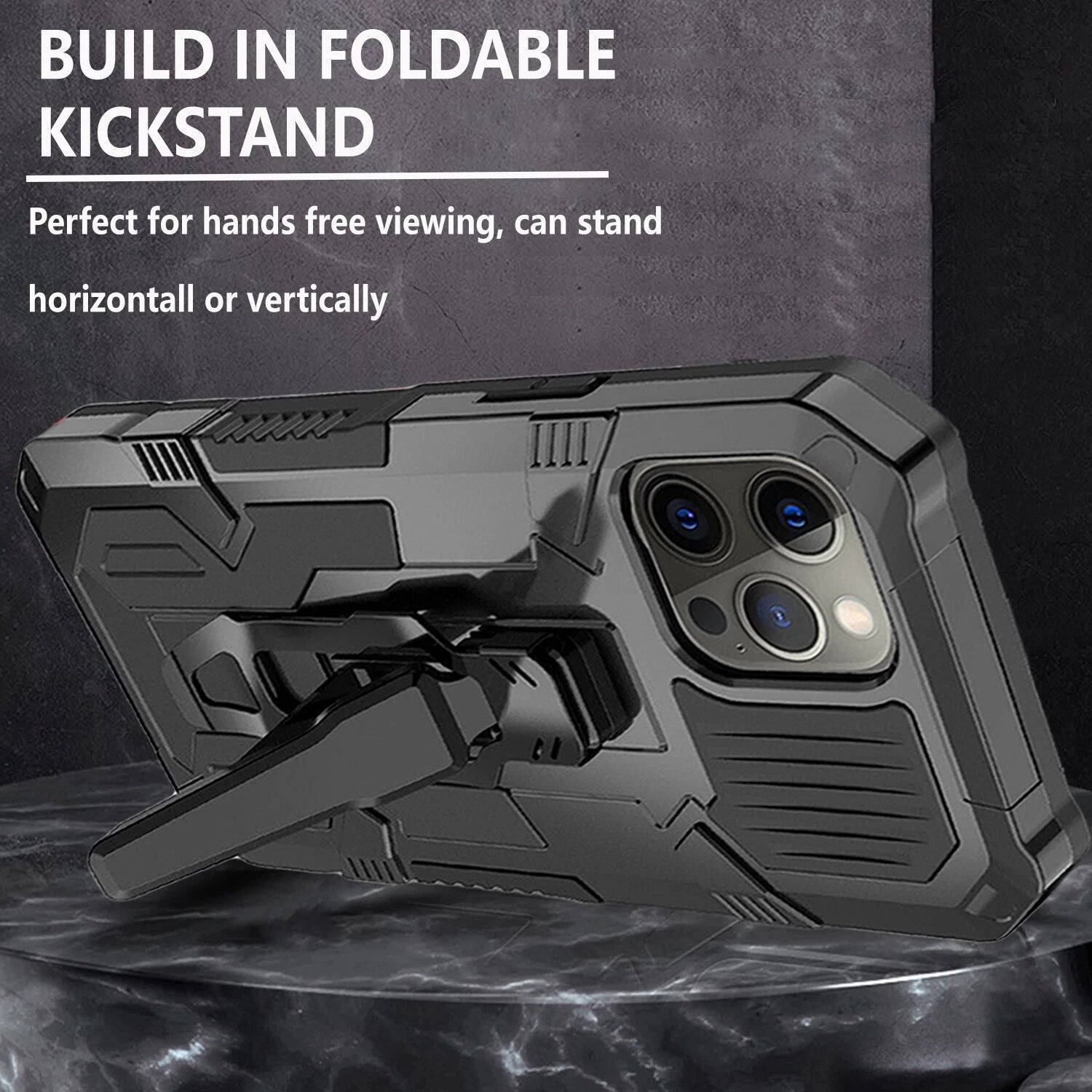 For iPhone 12 Case /12 Pro Max/Mini/ Phone Cover Shockproof Stand + Glass Screen