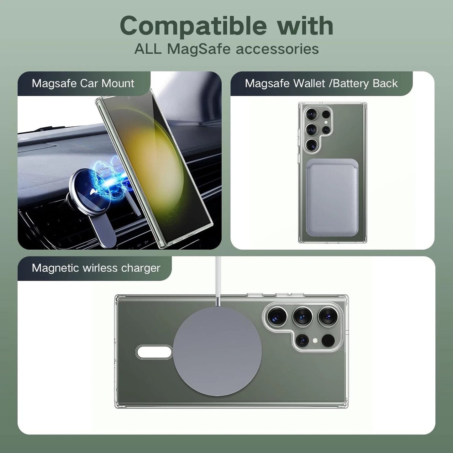 For Samsung Galaxy S25 S24 S23 S22 Plus Ultra Clear Mag Safe Shockproof Case