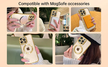 For iPhone 16 15 14 13 12 11 Pro Max Mag Safe Shockproof Case Camera Lens Cover