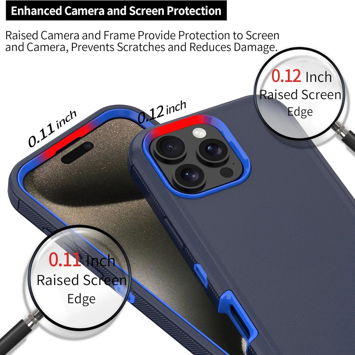 For iPhone 16 Pro Max Case 15 14 13 Phone Cover Shockproof Holster Screen Glass