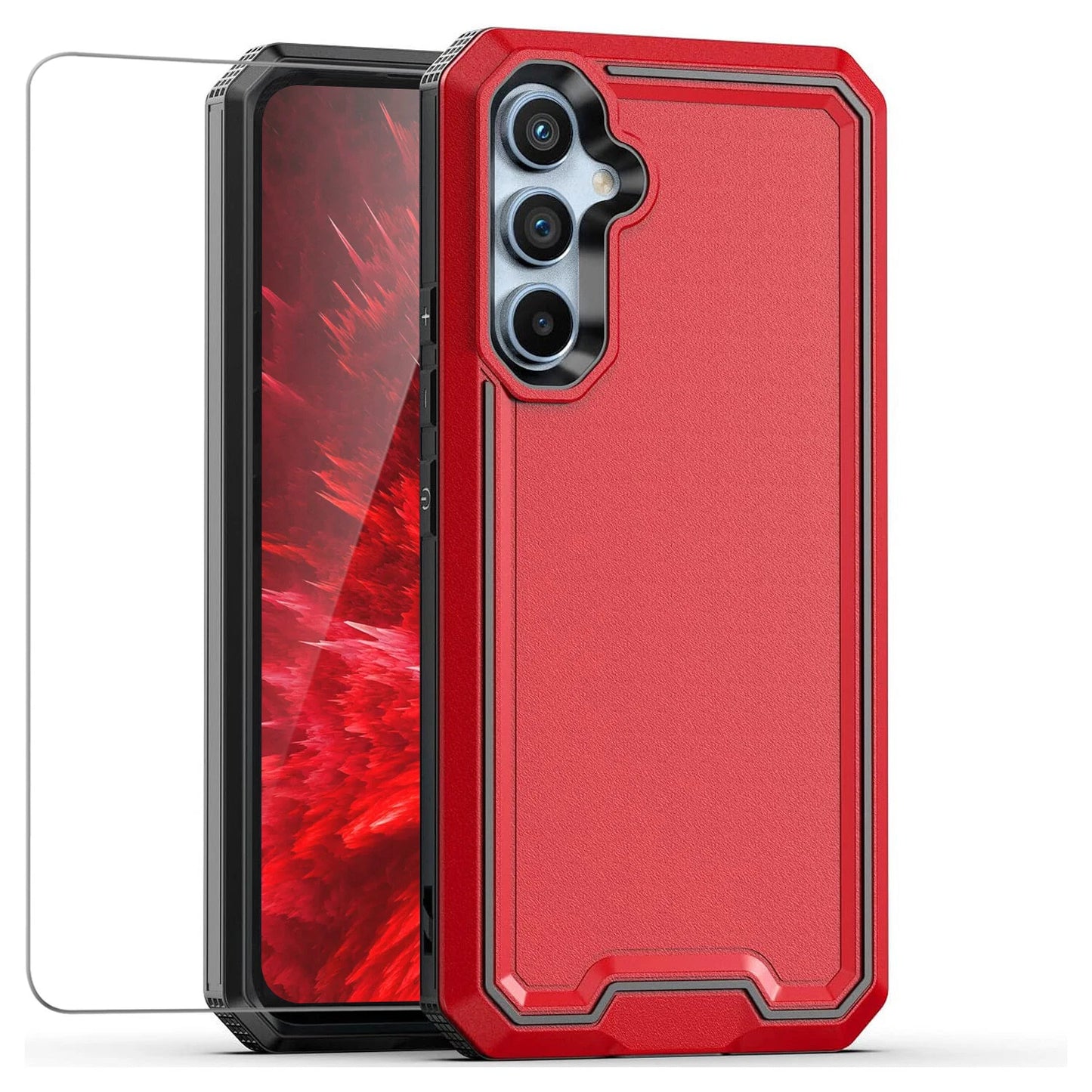 For Samsung Galaxy A16 A14 A15 A54 5G Phone Case PC+TPU Cover +Tempered Glass