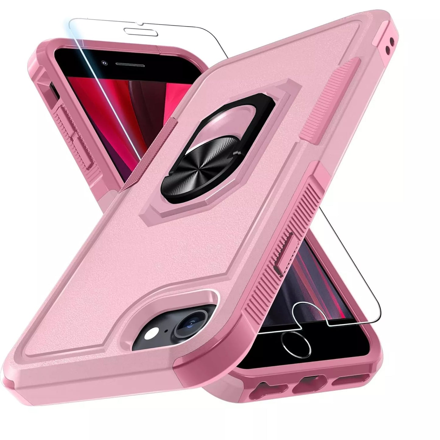 For iPhone 7 8 Plus SE 2nd 3rd Case Shockproof Phone Cover + Tempered Glass