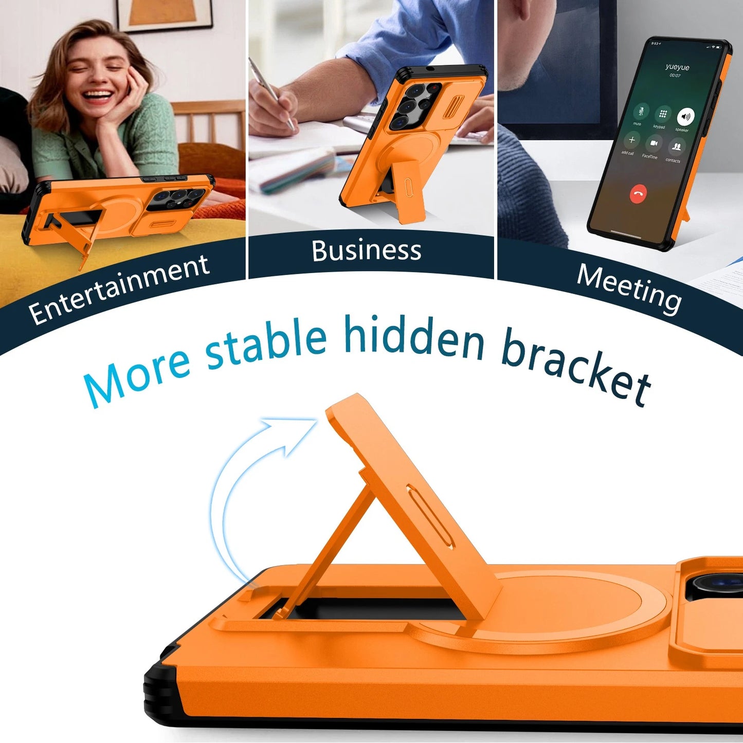 For Samsung Galaxy S25FE S24 S25 Ultra Shockproof Mag Safe Stand Slide Lens Case