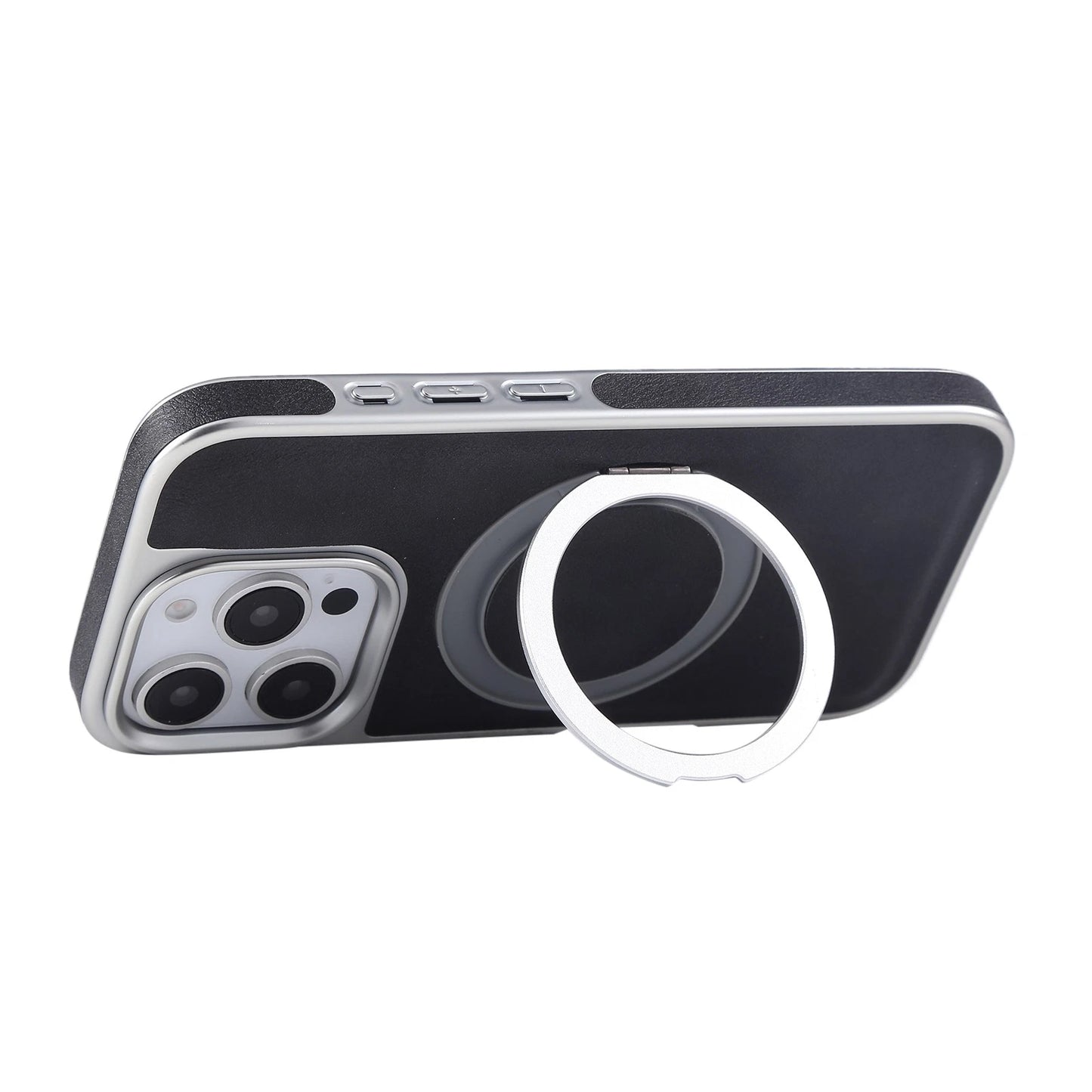 For iPhone 17 Pro Max 16 15 14 13 Shockproof PU Leather Magnetic Ring Stand Case