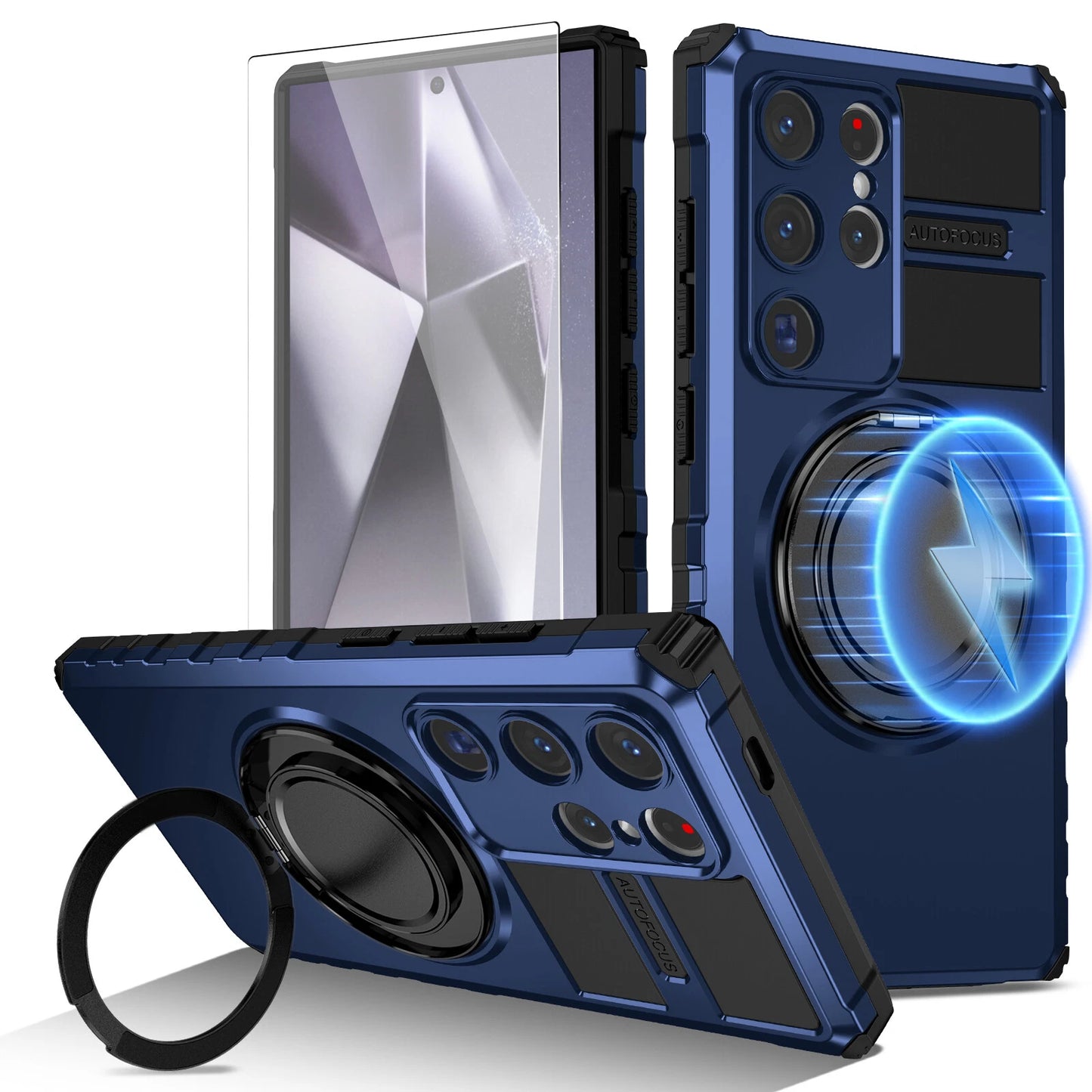 For Samsung Galaxy S24/S23/S25 Ultra Rugged Armor Phone Case + Screen Protector