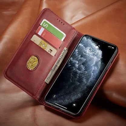 For iPhone 17 16 15 14 13 12 Plus Pro Max Air Leather Magnetic Flip Wallet Case