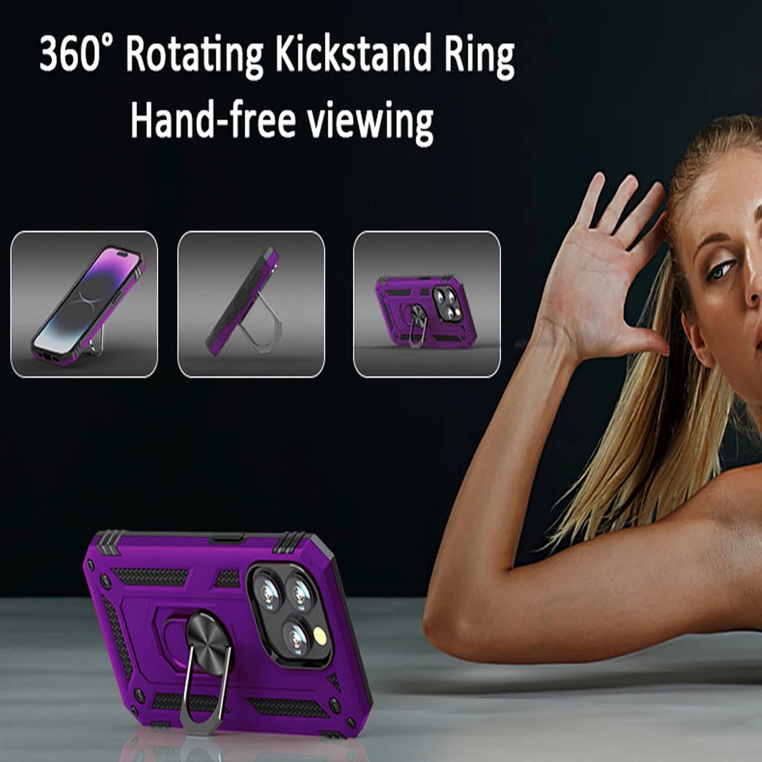 For iPhone 12 Case /12 Pro Max/Mini/ Phone Cover Shockproof Stand + Glass Screen