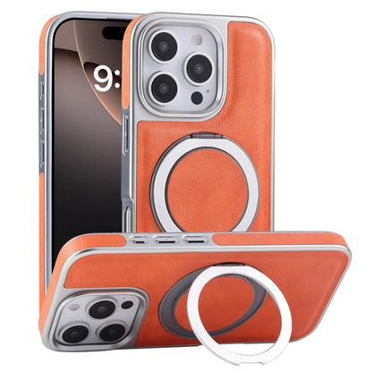 For iPhone 17 Pro Max 16 15 14 13 Shockproof PU Leather Magnetic Ring Stand Case