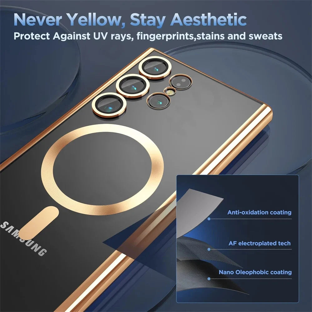 For Samsung Galaxy S25 S24 Ultra Edge Plus Clear Case Magnetic Mag Safe Cover