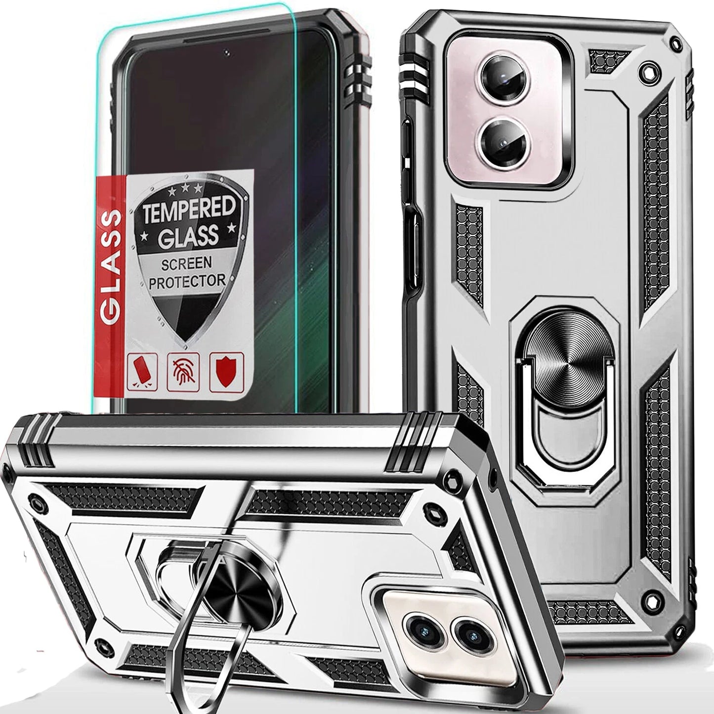 For Motorola Moto G 2025 Case/5G 2024/2023/2022 Phone Cover + Tempered Glass