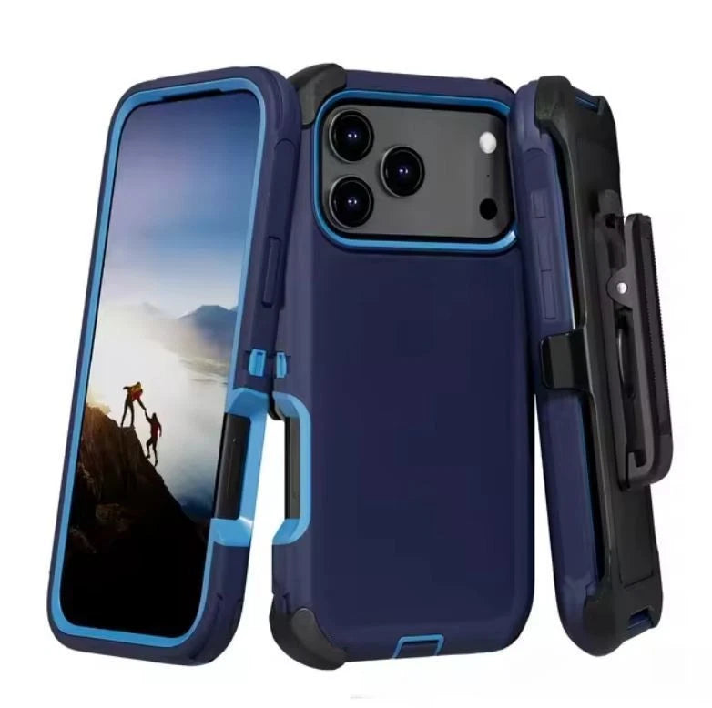 For iPhone 17 Pro Max Air 16 15 14 13 Heavy Duty Defender Case Belt Clip Holster