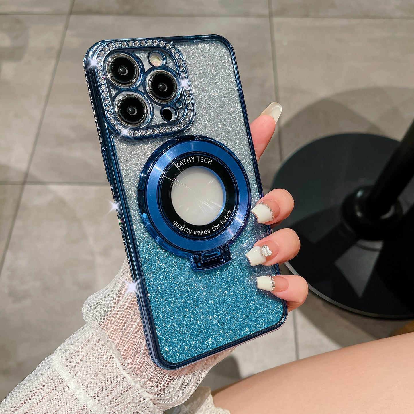 For iPhone 17 16 Pro Max 15 14 13 12 11 Glitter Bling Diamond Mag Safe Ring Case