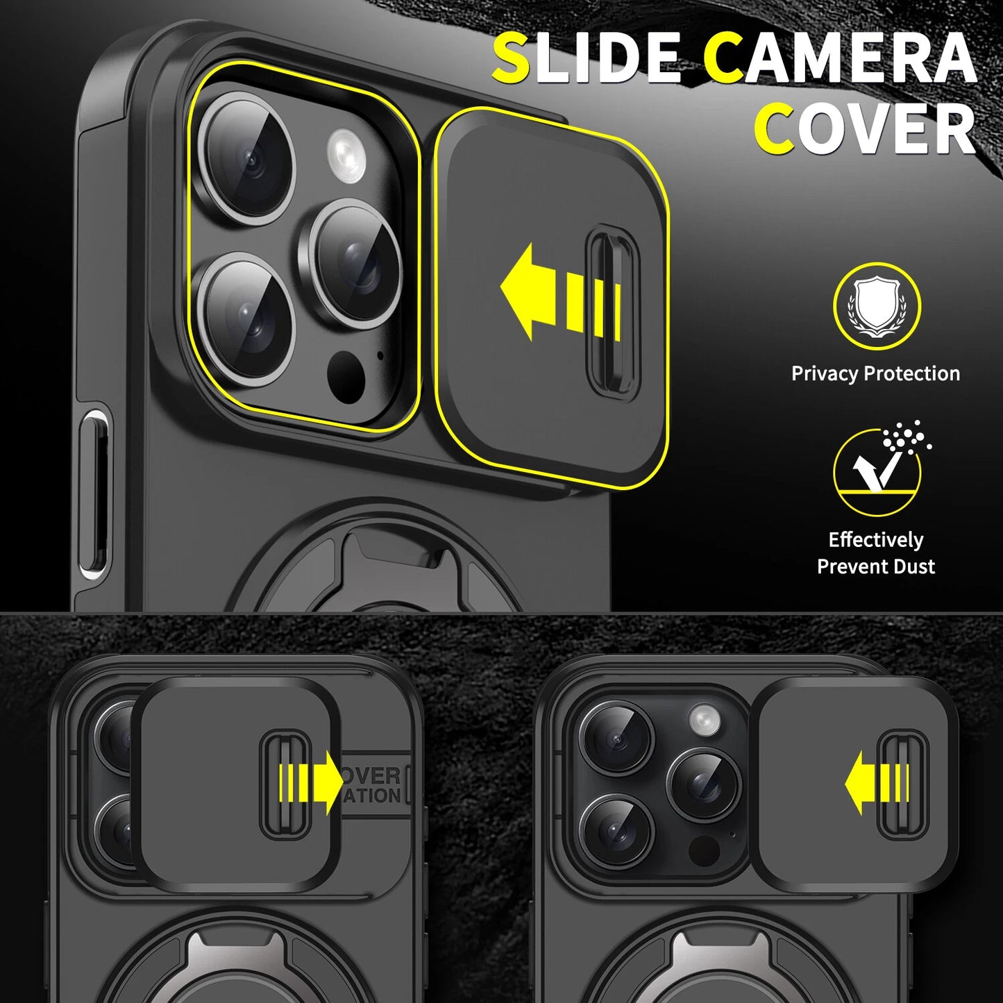 For iPhone 17 16 Pro Max 15 14 13 12 11 Rugged Magnetic Case w Ring Camera Cover