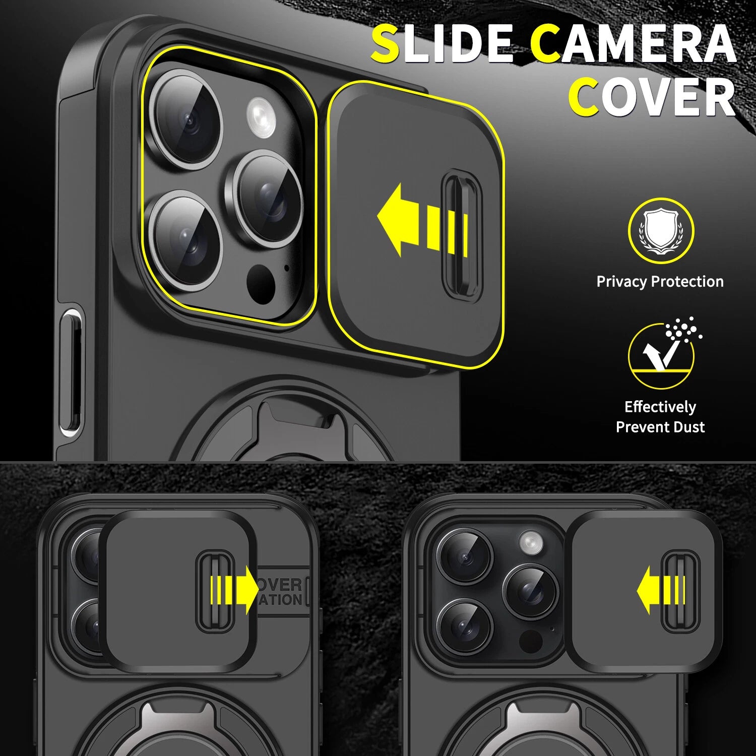 For iPhone 17 16 Pro Max 15 14 13 12 11 Rugged Magnetic Case w Ring Camera Cover