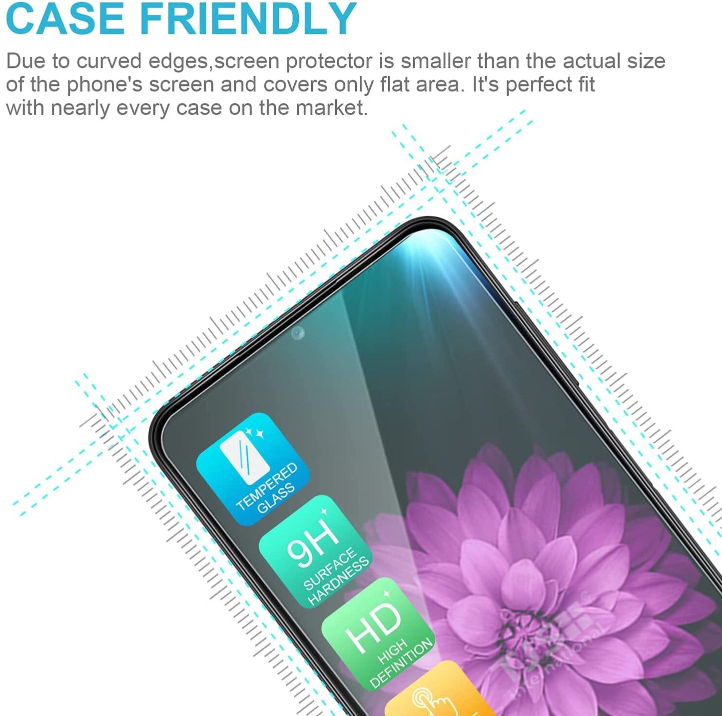 For Samsung Galaxy A16 A14 A15 A54 5G Phone Case PC+TPU Cover +Tempered Glass