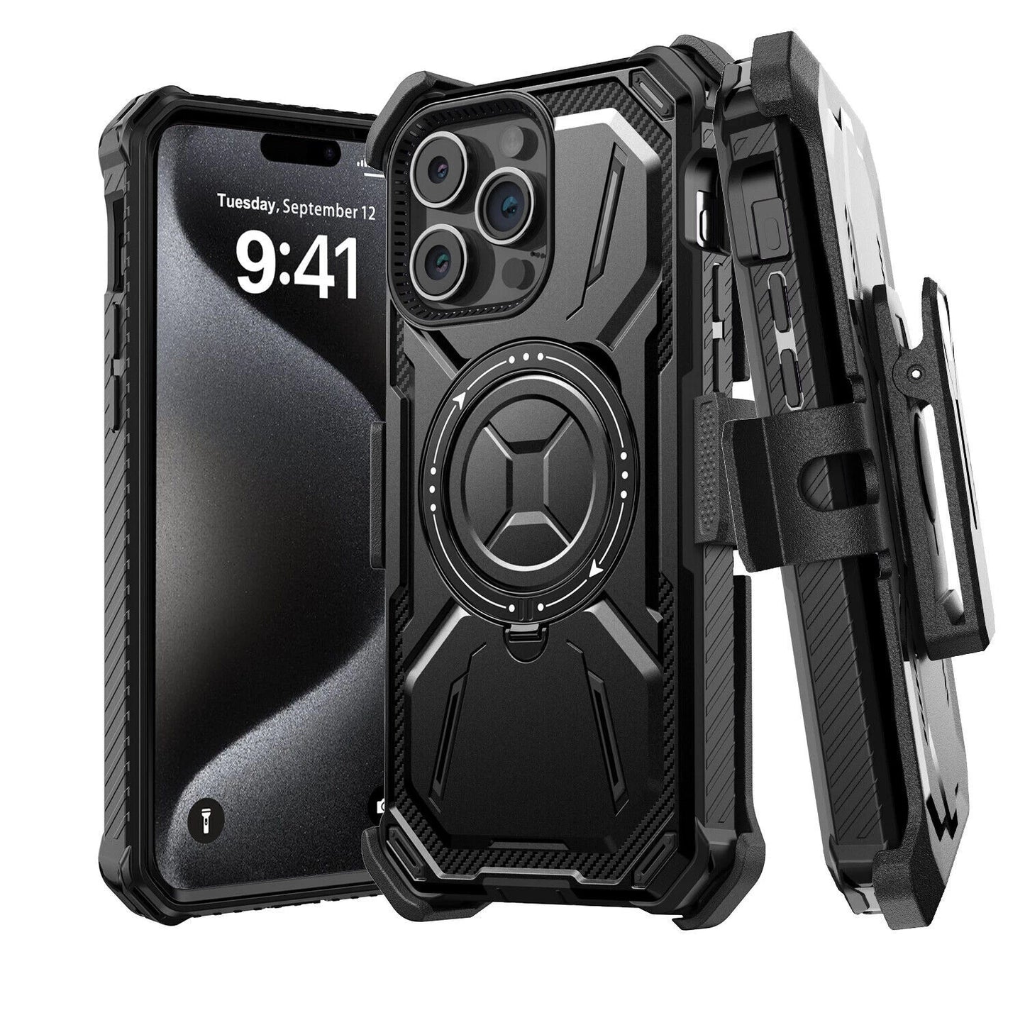 For iPhone 16 Pro Max 15 14 13 12 11 Heavy Duty Defender Case Belt Clip Holster