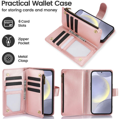Leather Zipper Wallet Phone Case For Samsung Galaxy S25 S24 Ultra S23 S22 S21 FE
