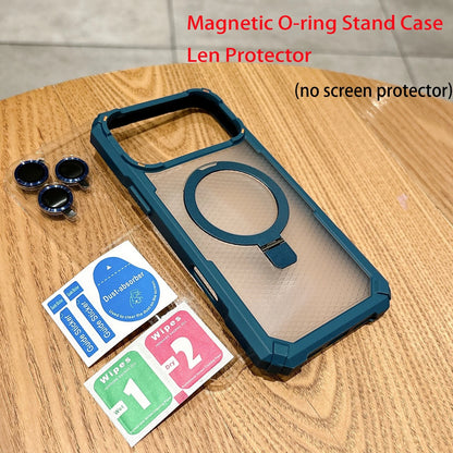 Mag Safe Case for iPhone 17 16 Pro Max 15 14 13 12 11 Shockproof Ring Stand
