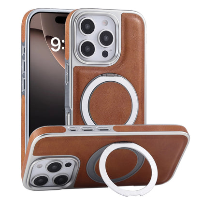 For iPhone 17 Pro Max 16 15 14 13 Shockproof PU Leather Magnetic Ring Stand Case