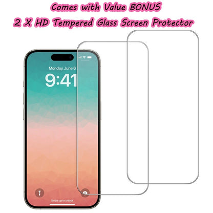 Shockproof Case For iPhone 16 15 14 Pro Max 13 12 11 Lens Cover+2 Tempered Glass