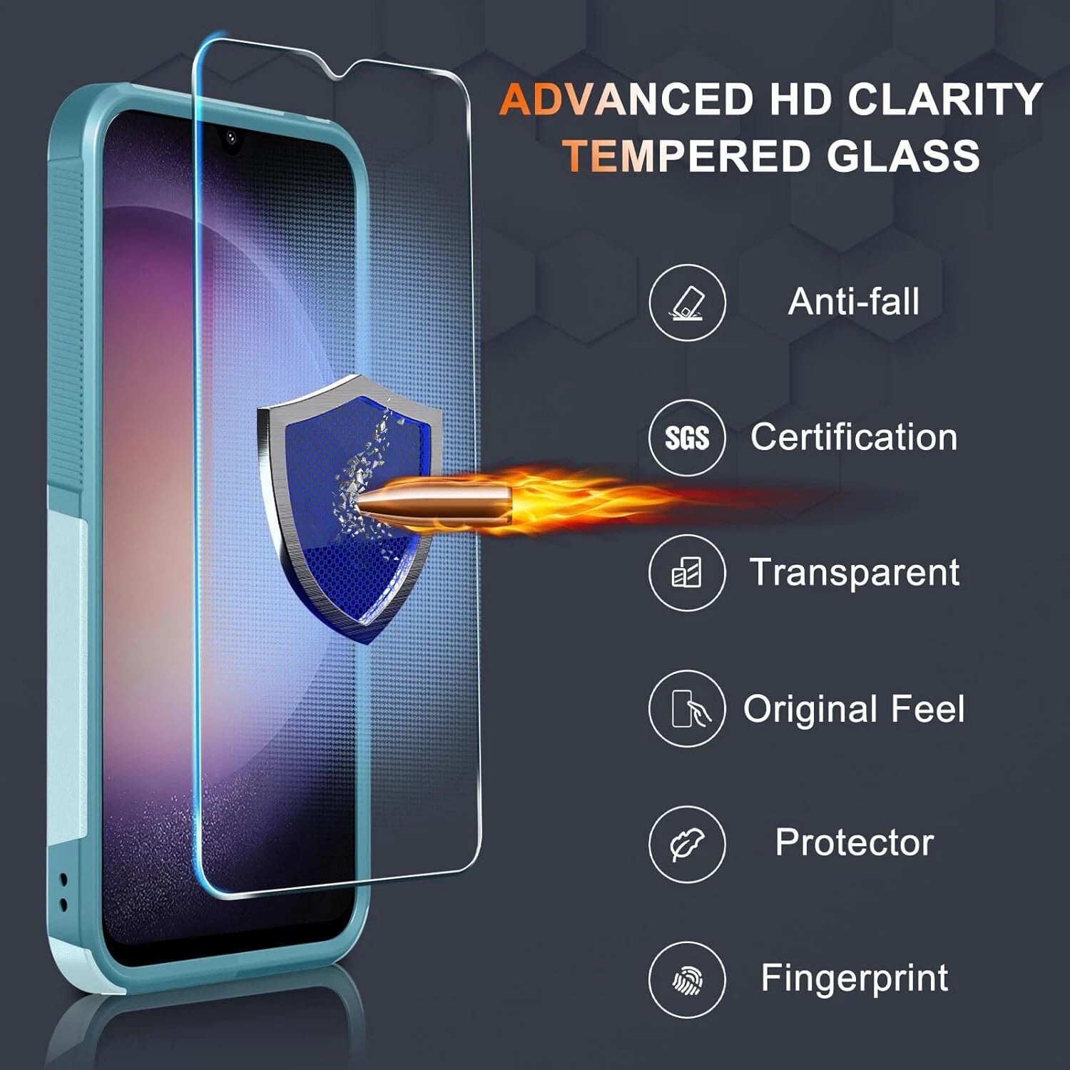 For Samsung Galaxy A16 5G A15 A14 A54 Case Phone Cover Shockproof +Screen Glass