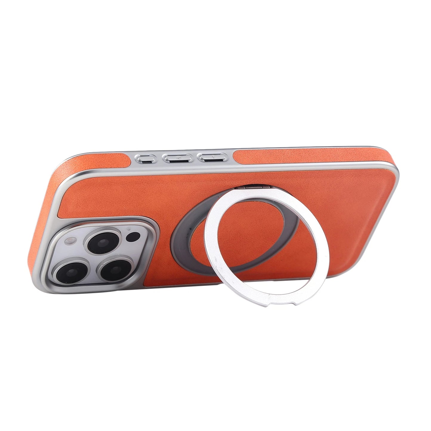 iPhone 17 Pro Max 16 15 14 Shockproof PU Leather Case with Magnetic Ring Stand - Slim Protective Cover