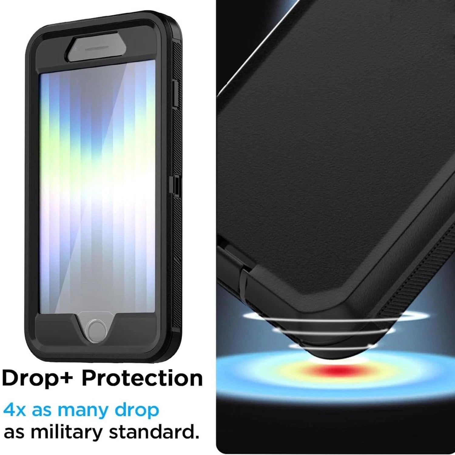 For iPhone SE Case /8/7 Plus/6S Phone Cover Shockproof Heavy Duty + Screen Glass