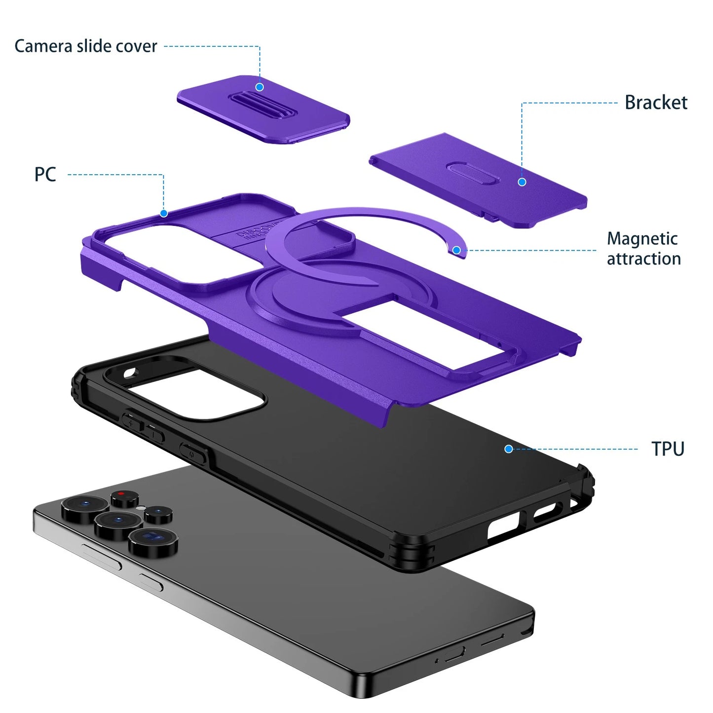 Affordable Samsung Galaxy S25 Ultra & S24 Shockproof Case - MagSafe & Stand Protection