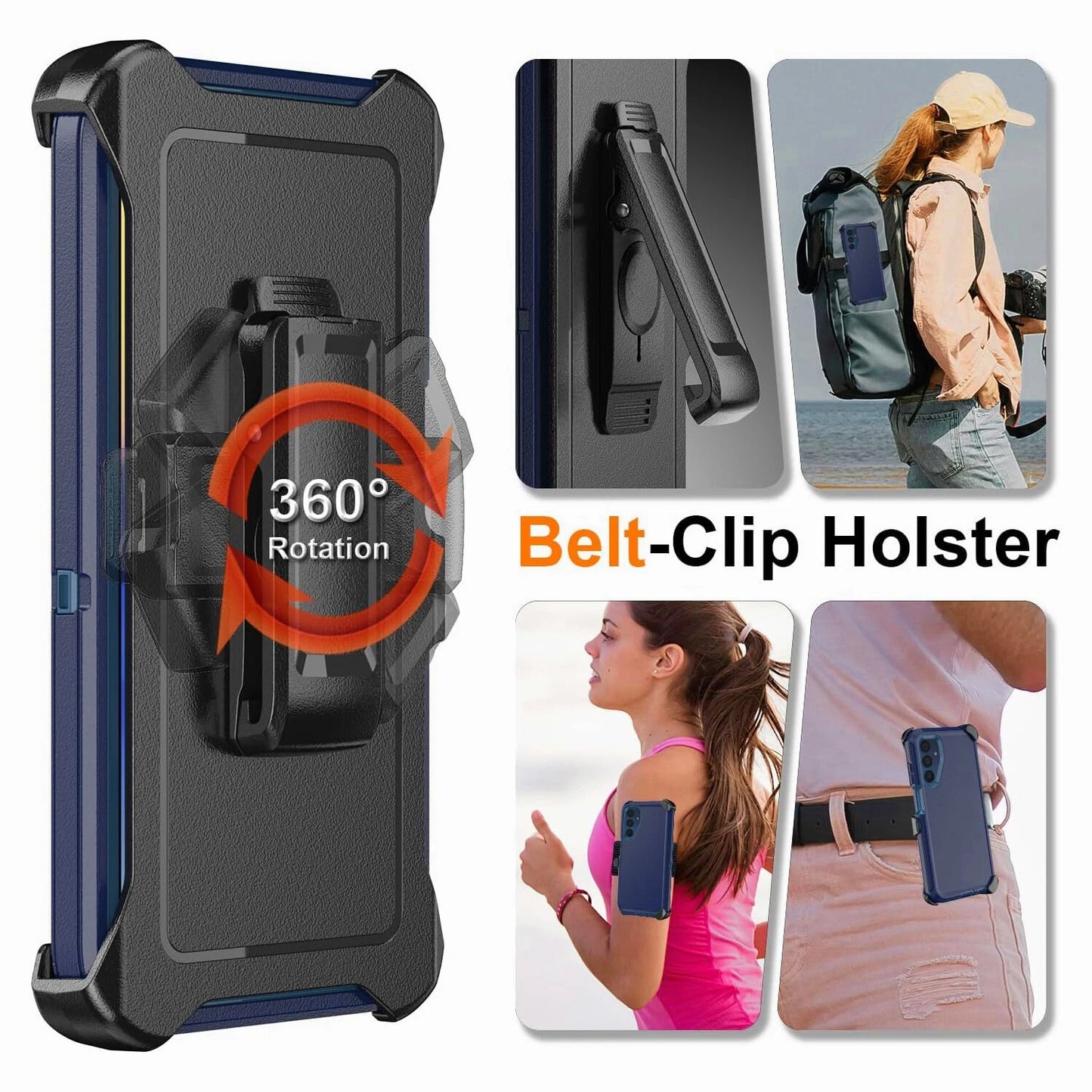 For iPhone 16 Pro Max Case 15 14 13 Phone Cover Shockproof Holster Screen Glass