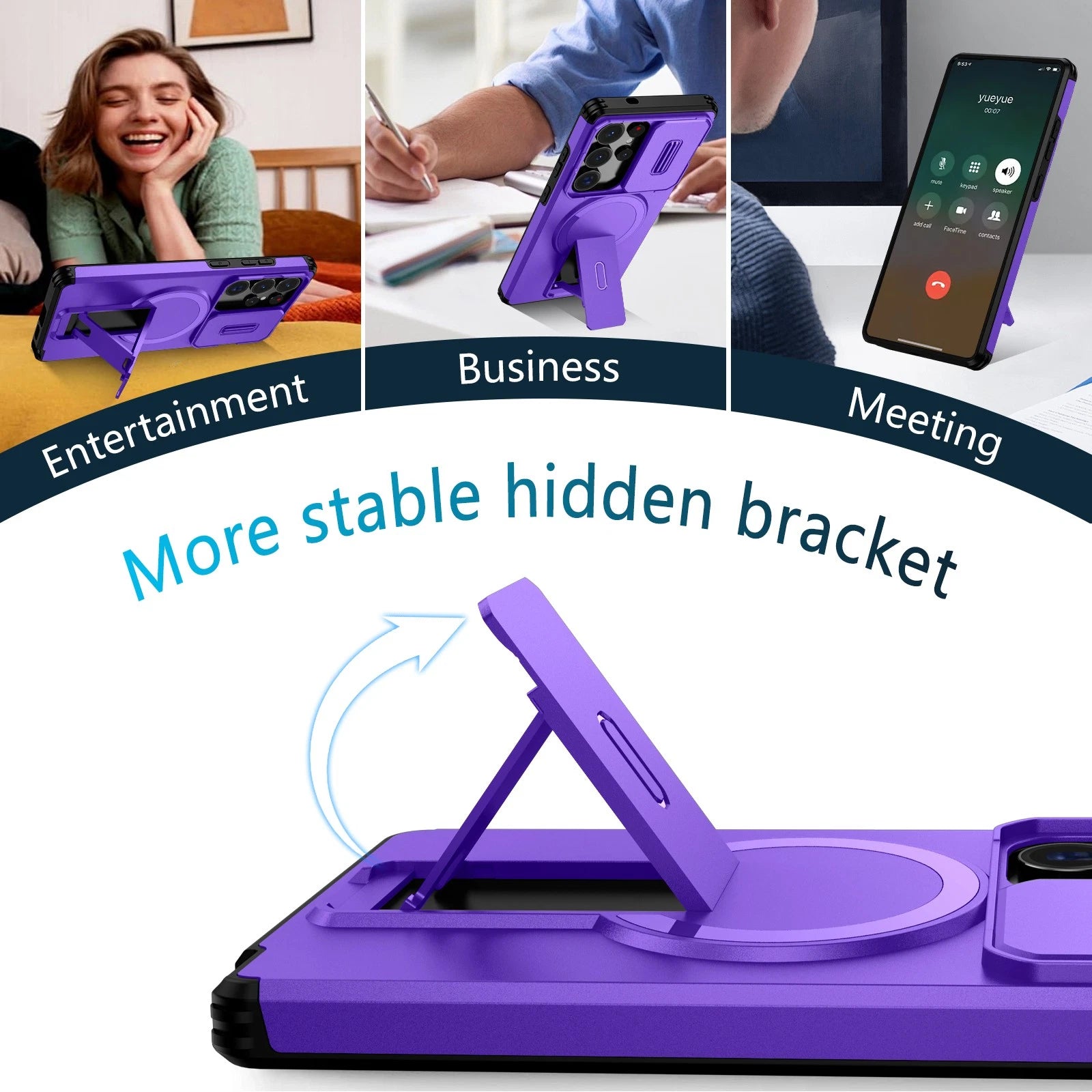 For Samsung Galaxy S25FE S24 S25 Ultra Shockproof Mag Safe Stand Slide Lens Case