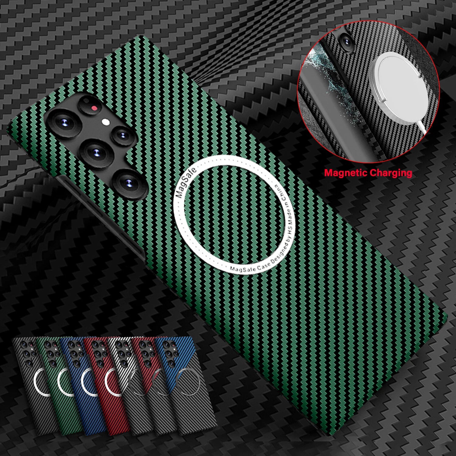 For Samsung Galaxy S25 Ultra S24 S23S22 MagSafe Case Magnetic Carbon Fiber Cover
