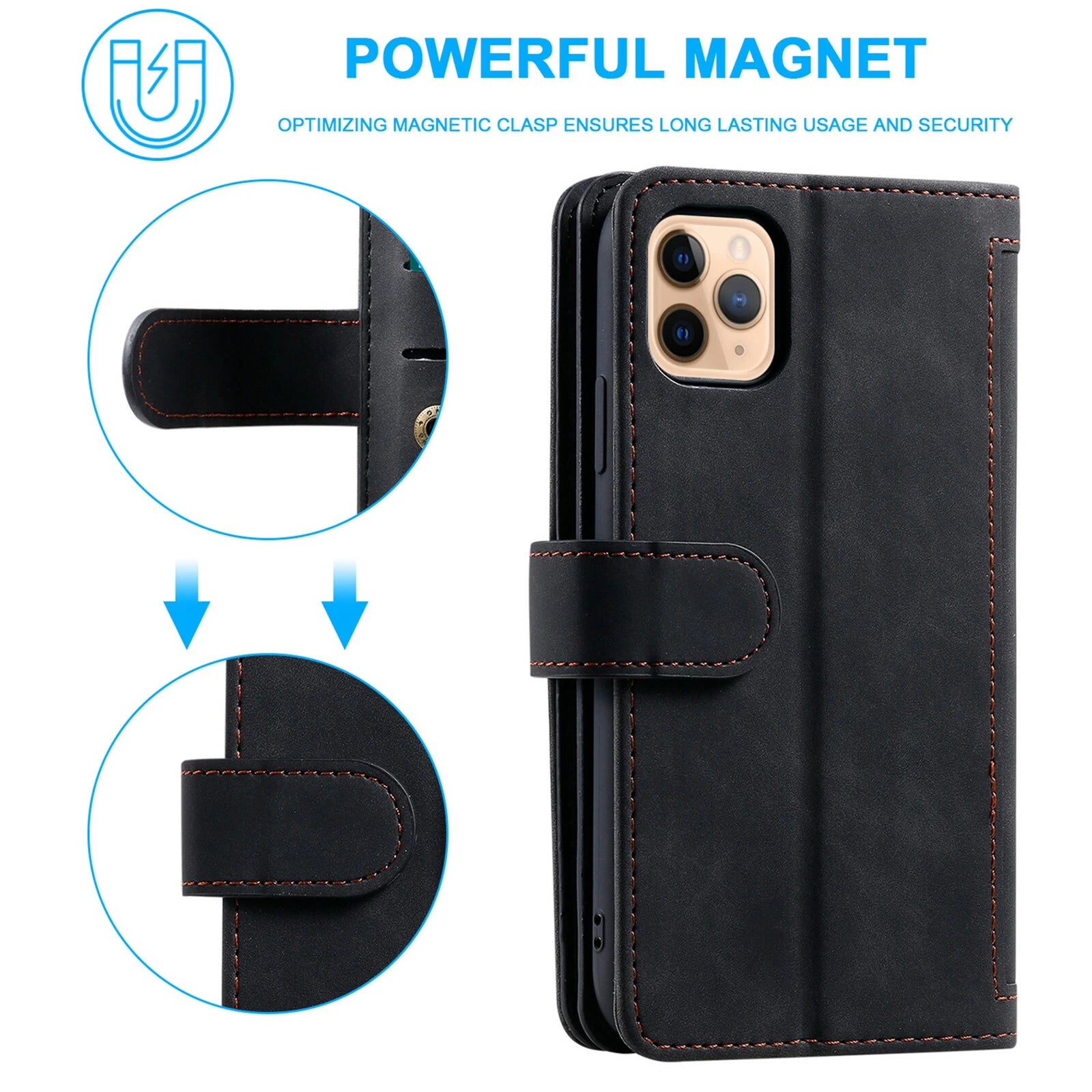 Zipper Leather Wallet Case For iPhone 16 15 17 Pro Max 14 13 12 11 Flip Cover