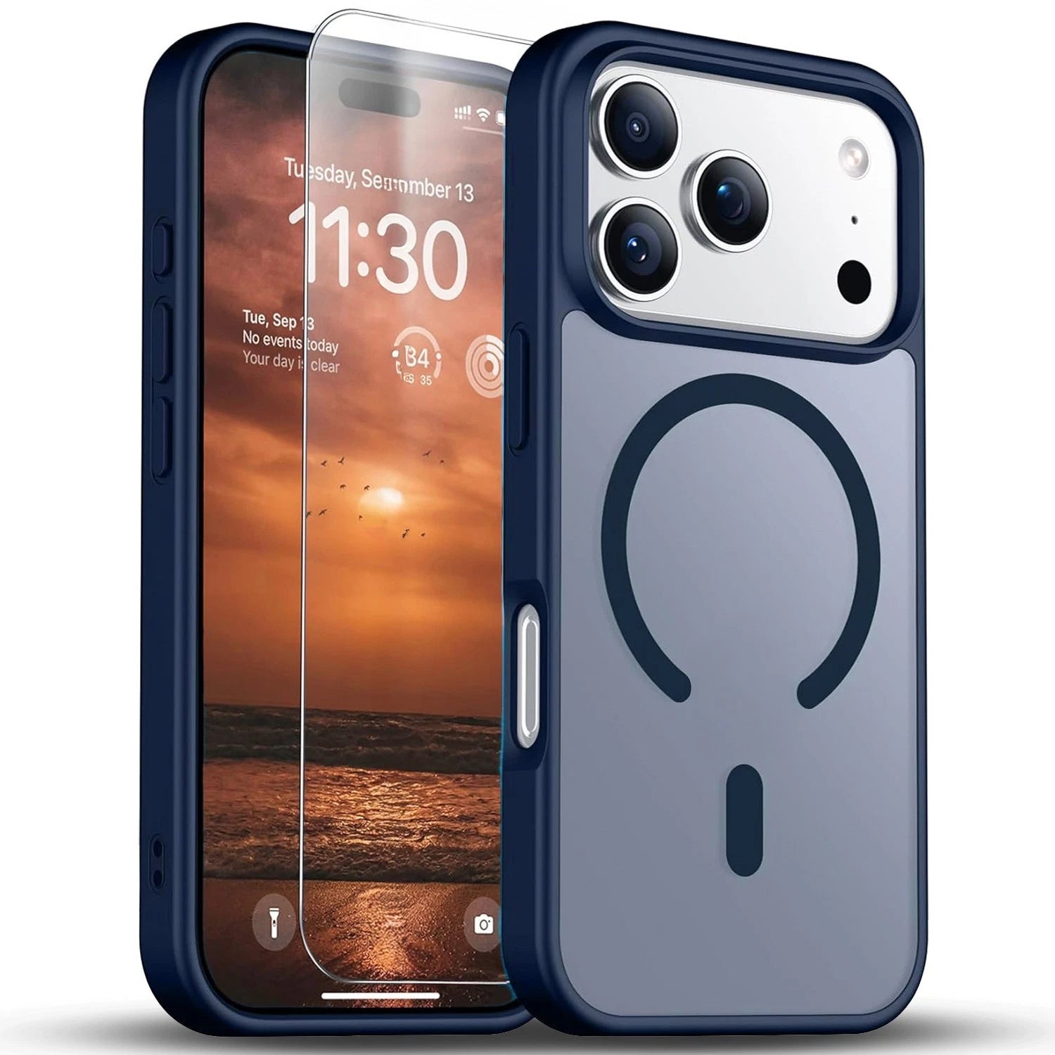 For iPhone 17 Pro Max Case 17 Pro 16 Phone Cover Shockproof Frost+Tempered Glass