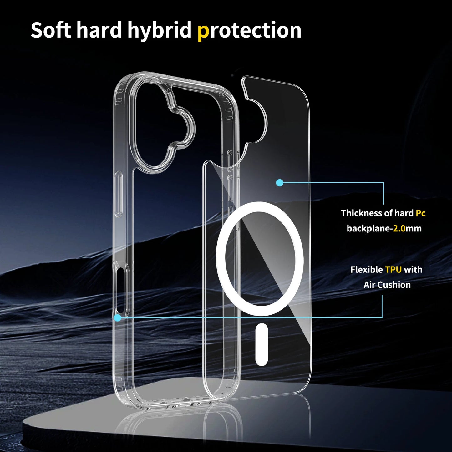 For Apple iPhone 17 16 15 14 13 12 Pro Max/Plus/Pro/Air Clear Case Mag Cover