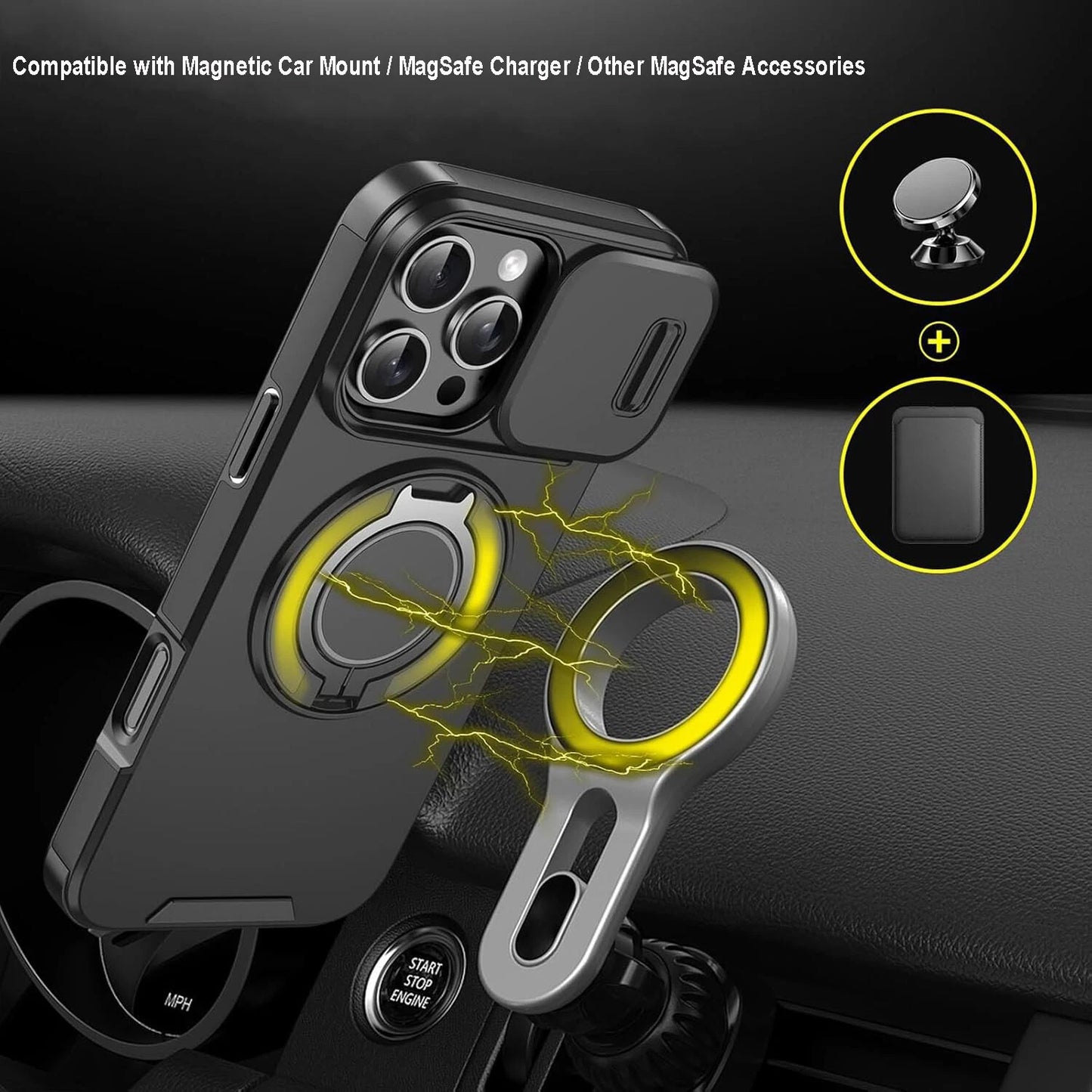 For iPhone 17 16 Pro Max 15 14 13 12 11 Rugged Magnetic Case w Ring Camera Cover