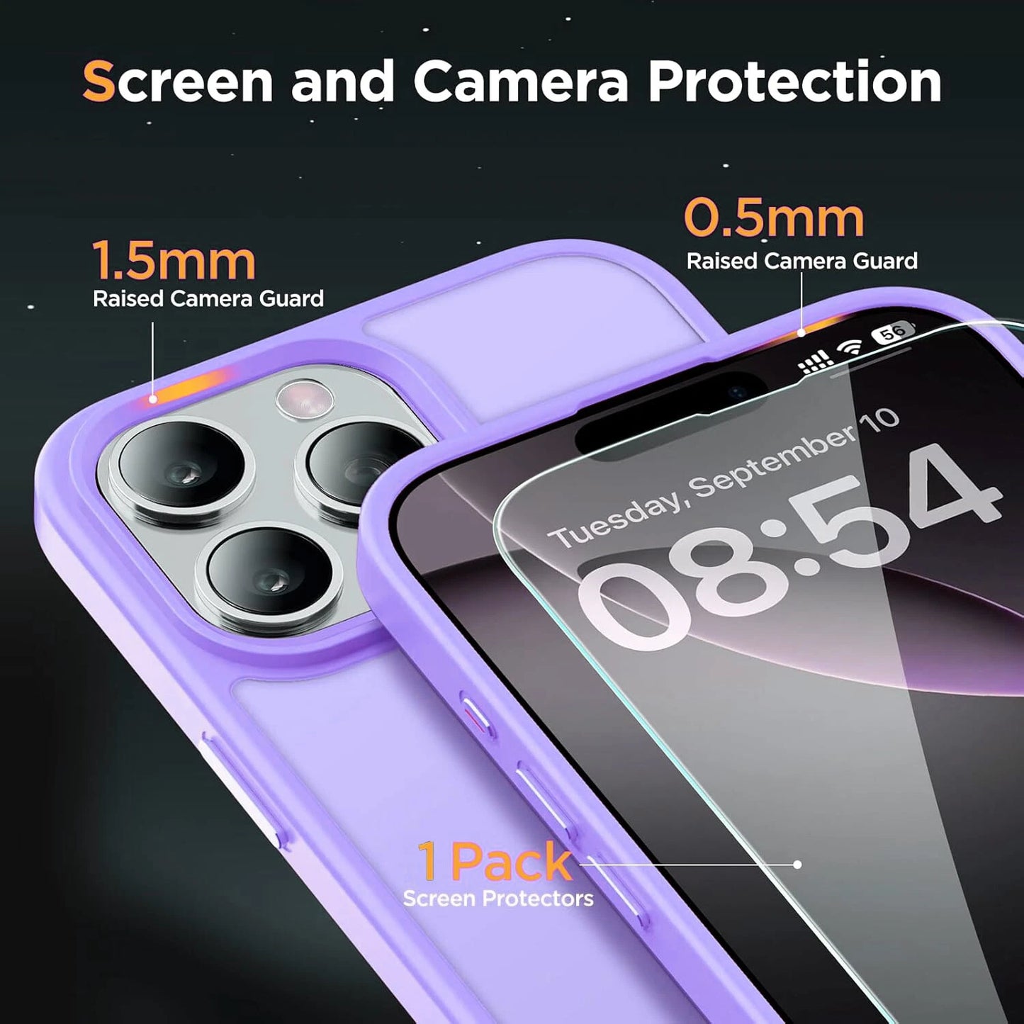 For iPhone 17 Pro Max Case 17 Pro 16 15 14 13 12 11 Phone Cover + Tempered Glass