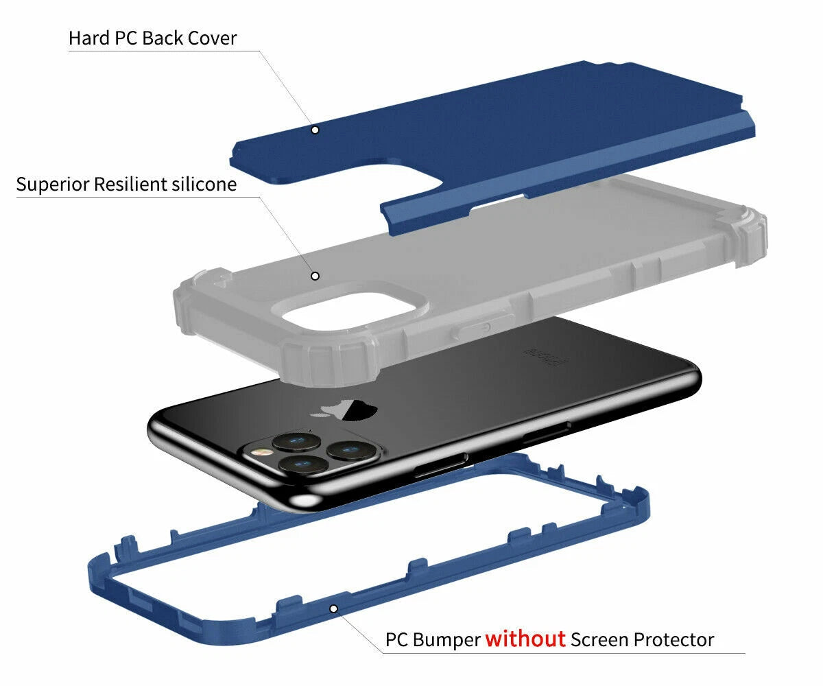 For iPhone 16e 16 17 Pro Max 15 14 13 12 11 Shockproof Rubber Hybrid Armor Case