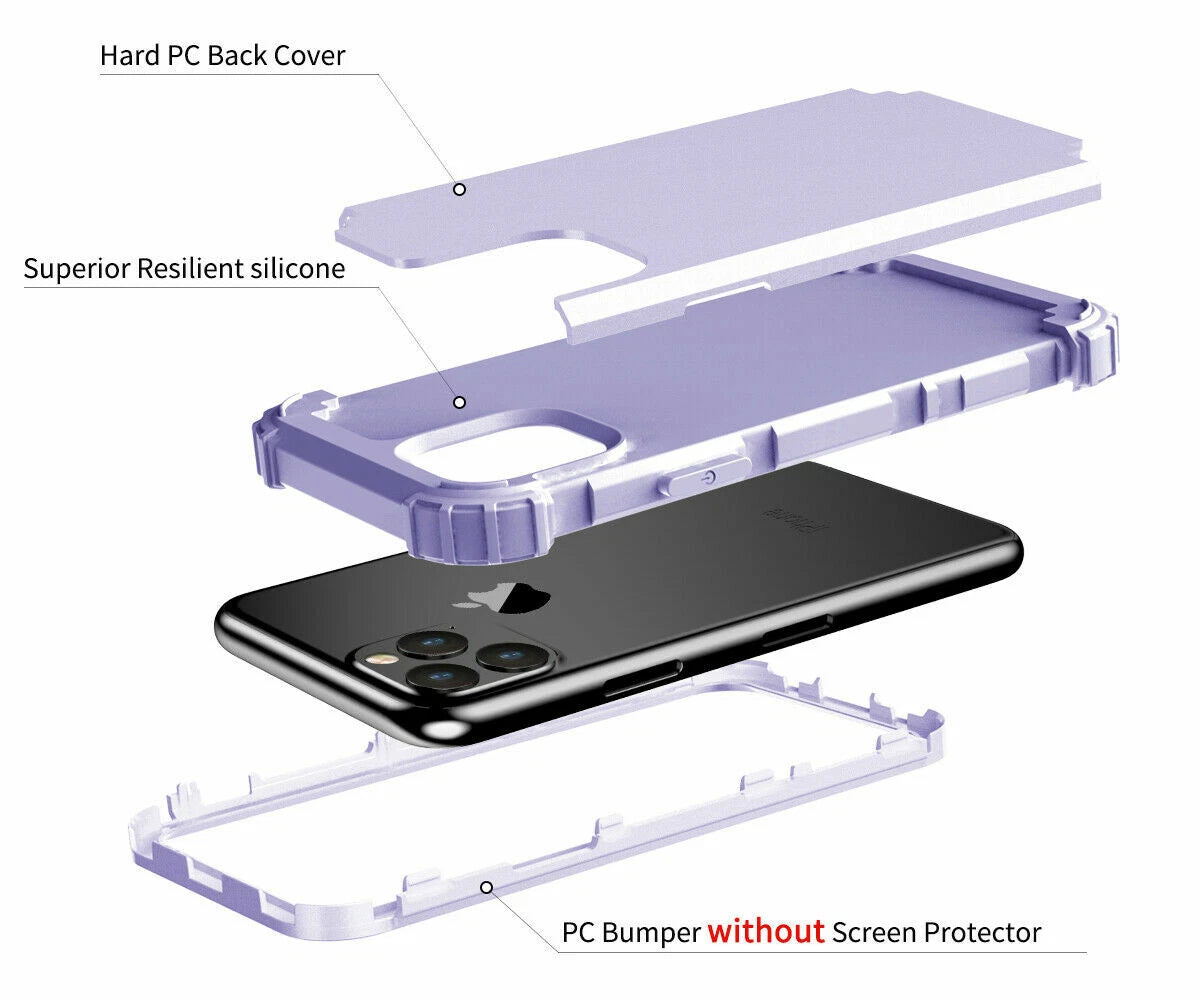 For iPhone 16e 16 17 Pro Max 15 14 13 12 11 Shockproof Rubber Hybrid Armor Case