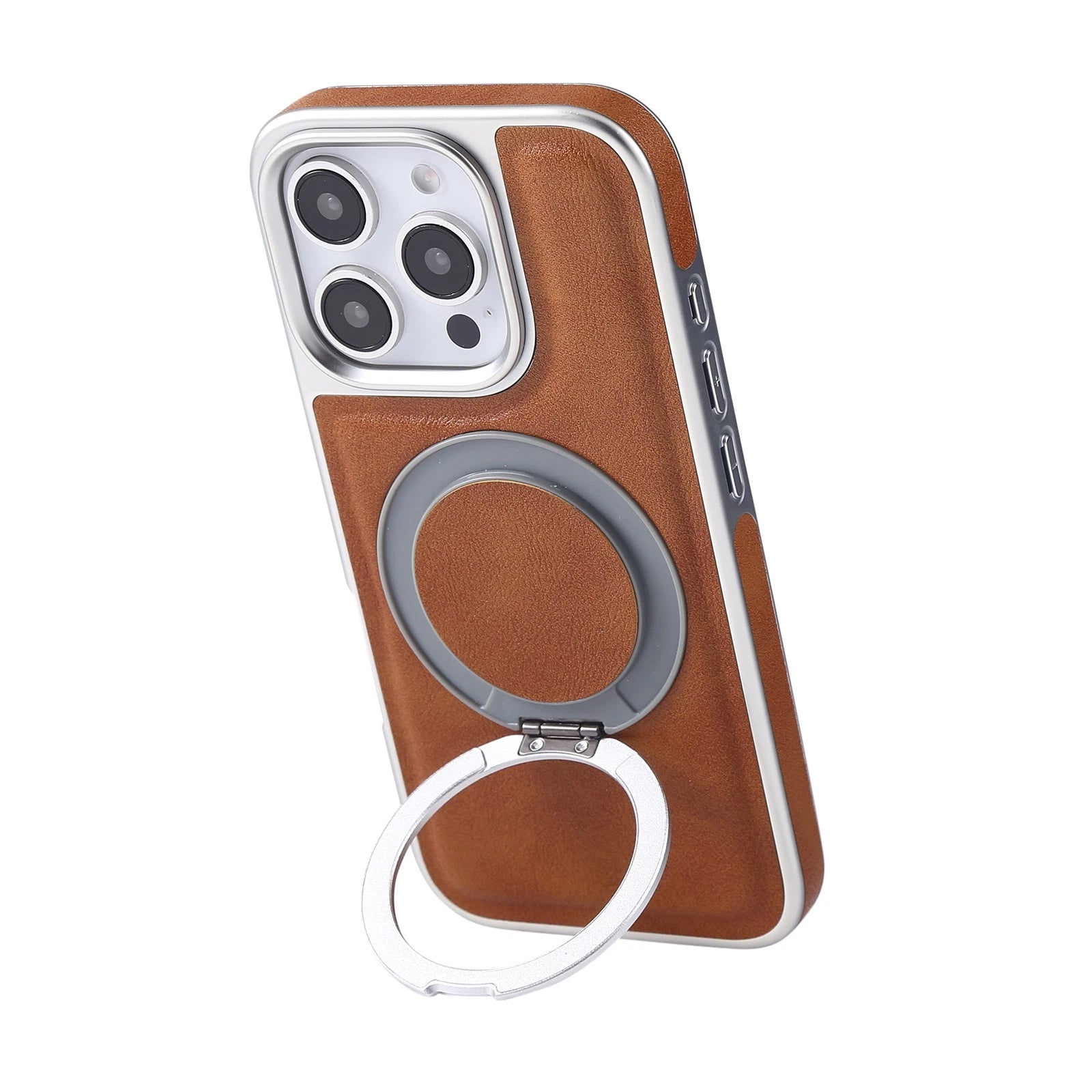 For iPhone 17 Pro Max 16 15 14 13 Shockproof PU Leather Magnetic Ring Stand Case