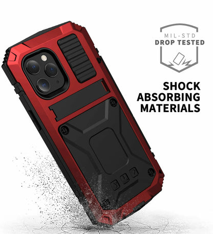 Heavy Duty Armor Metal Screen Glass Stand Case for iPhone 17 Pro Max 16 15 14 13