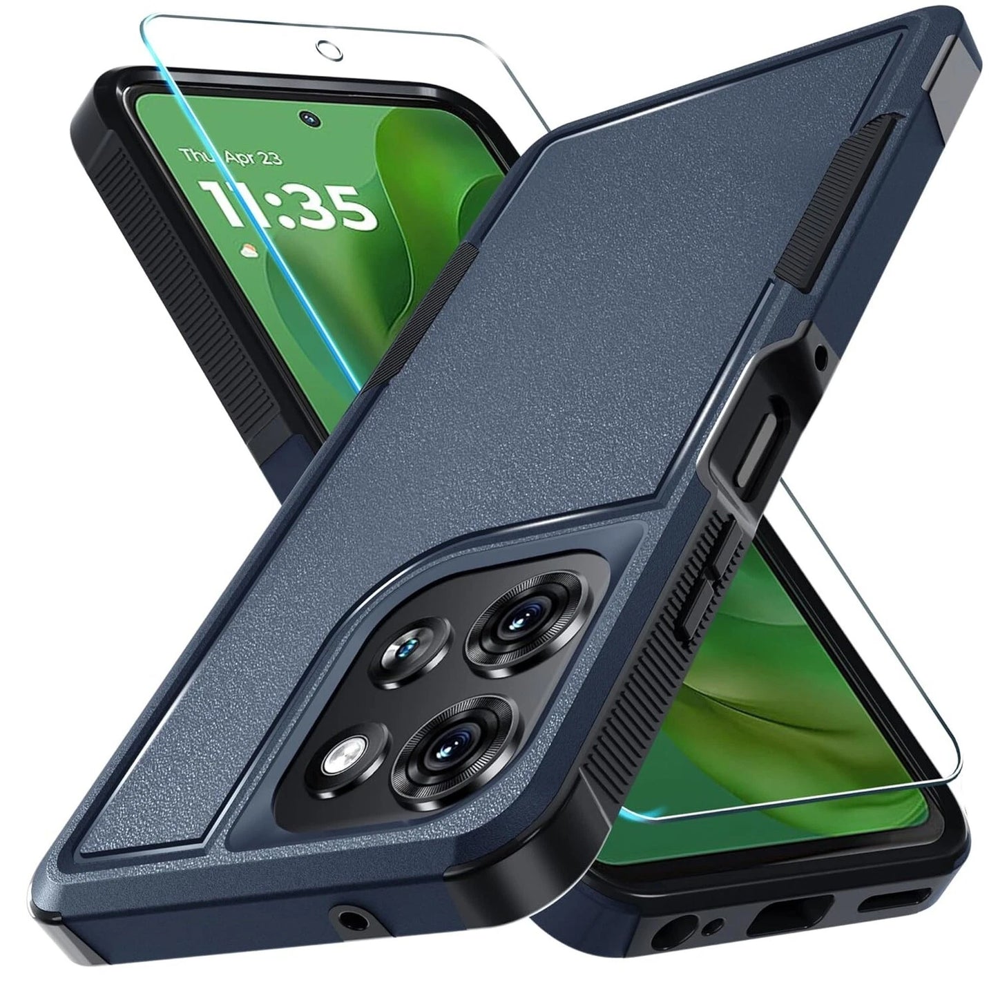 Motorola Moto G 2025 Shockproof Case with Tempered Glass Screen Protector - Heavy Duty Armor Cover